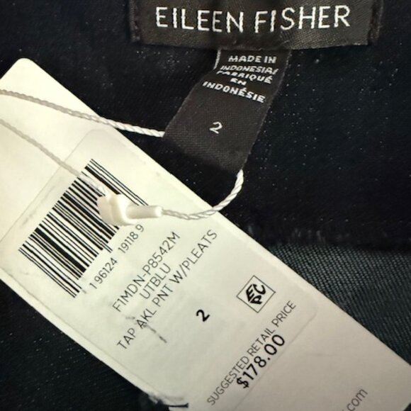 NWT Eileen Fisher darkwash denim trousers  - SZ 2 - Picture 4 of 9